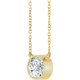 14K Gold Round Lab-Grown Diamond Bezel-Set Solitaire Necklace - Yellow Gold - view 2