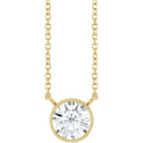 14K Gold Round Lab-Grown Diamond Bezel-Set Solitaire Necklace - Yellow Gold