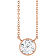 14K Gold Round Lab-Grown Diamond Bezel-Set Solitaire Necklace - Rose Gold