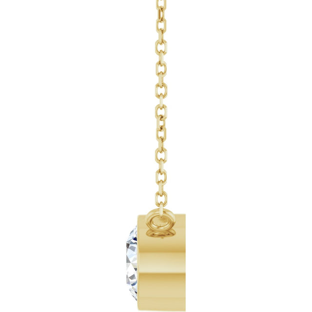 14K Gold Round Lab-Grown Diamond Bezel-Set Solitaire Necklace - Yellow Gold - view 3