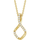 14K Gold Round Natural Diamond Accented Freeform Pendant – 1/5 CTW - Yellow Gold