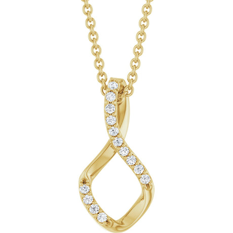 14K Gold Round Natural Diamond Accented Freeform Pendant – 1/5 CTW - Yellow Gold