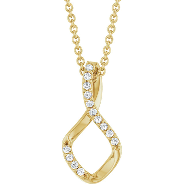 14K Gold Round Natural Diamond Accented Freeform Pendant – 1/5 CTW - Yellow Gold