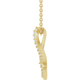 14K Gold Round Natural Diamond Accented Freeform Pendant – 1/5 CTW - Yellow Gold - view 3