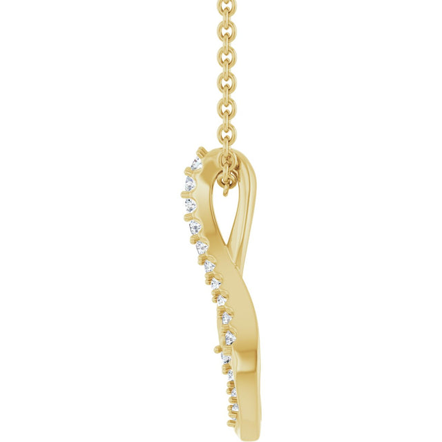 14K Gold Round Natural Diamond Accented Freeform Pendant – 1/5 CTW - Yellow Gold - view 3