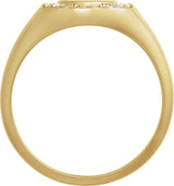 14K Gold Round Natural Diamond Engravable Accented Signet Ring – 1/10 CTW - Yellow Gold - view 2