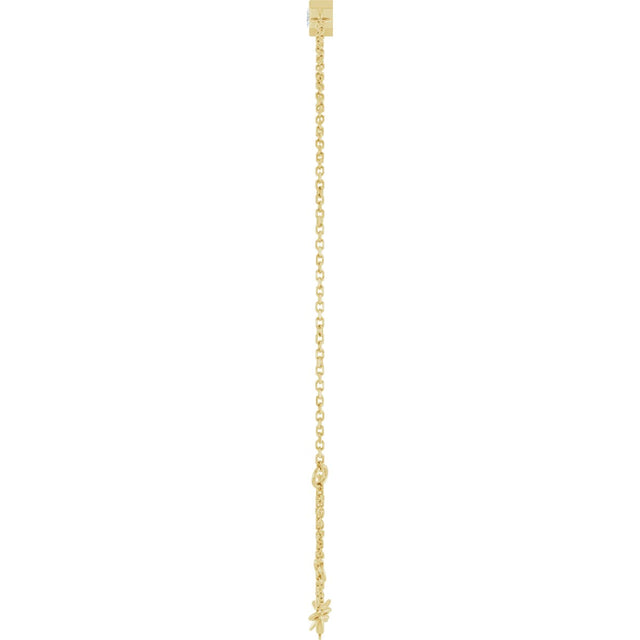 14K Gold Round Natural White Sapphire Bezel-Set Link Bracelet - Yellow Gold - view 6
