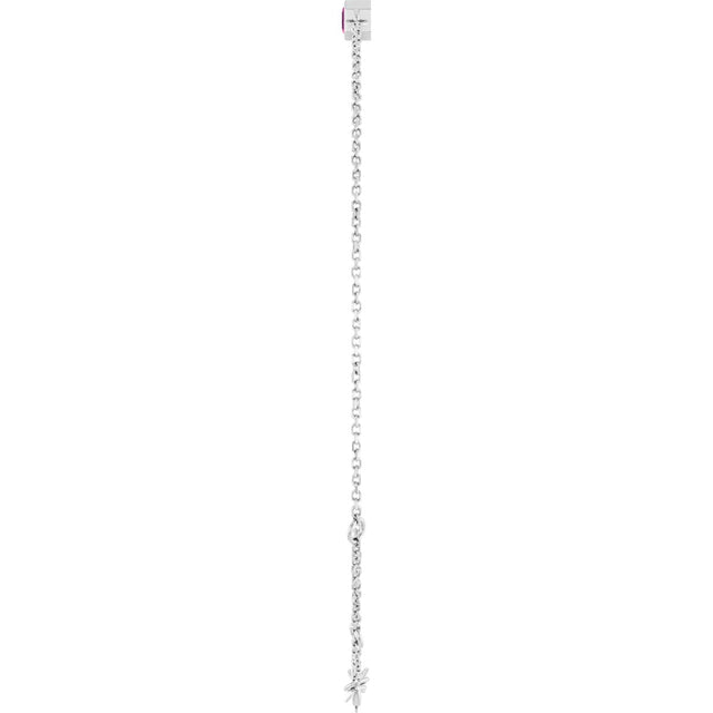 14K Gold Round Natural Pink Tourmaline Bezel-Set Link Bracelet - White Gold - view 6