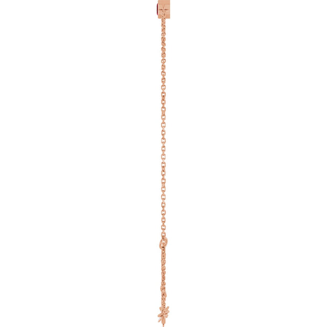14K Gold Round Natural Ruby Bezel-Set Link Bracelet - Rose Gold - view 6