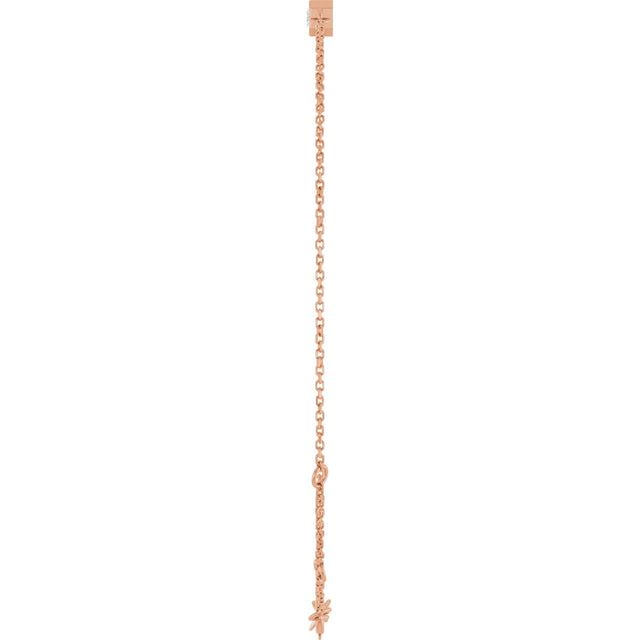 14K Gold Round Natural White Sapphire Bezel-Set Link Bracelet - Rose Gold - view 6