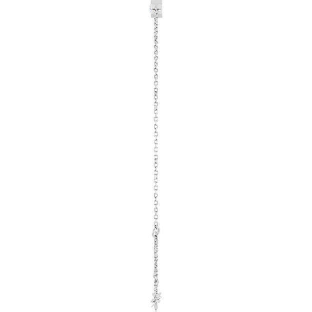 14K Gold Round Natural White Sapphire Bezel-Set Link Bracelet - White Gold - view 6
