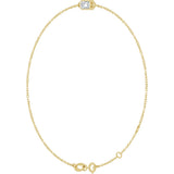 14K Gold Round Natural White Sapphire Bezel-Set Link Bracelet - Yellow Gold - view 5
