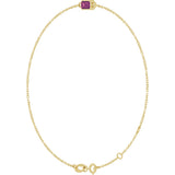 14K Gold Round Natural Pink Tourmaline Bezel-Set Link Bracelet - Yellow Gold - view 5