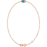 14K Gold Round Natural Blue Zircon Bezel-Set Link Bracelet - Rose Gold - view 5