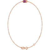 14K Gold Round Natural Pink Tourmaline Bezel-Set Link Bracelet - Rose Gold - view 5