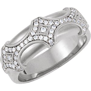 14K Gold Round Natural Diamond Vintage-Inspired Accented Ring - White Gold