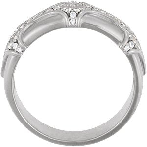 14K Gold Round Natural Diamond Vintage-Inspired Accented Ring - White Gold - view 2