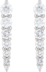 Platinum Natural Diamond Graduated Bar Earrings - view 2