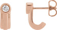 14K Gold Round Lab-Grown Diamond Solitaire J-Hoop Earrings - Rose Gold