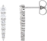Platinum Natural Diamond Graduated Bar Earrings