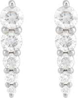 14K Gold Natural Diamond Graduated Bar Earrings - White Gold - view 2