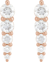 14K Gold Natural Diamond Graduated Bar Earrings - Rose Gold - view 2