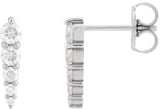 Platinum Natural Diamond Graduated Bar Earrings