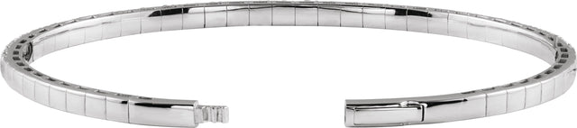 14K Gold Round Lab-Grown Diamond Half Accented Flexible Bangle Bracelet - White Gold - view 3