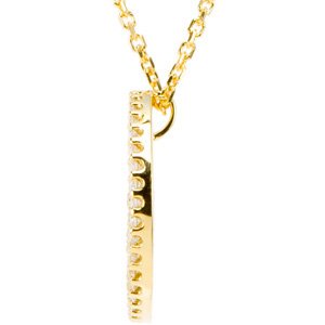 14K Gold Round Natural Diamond Tiny Peace Sign Necklace - Yellow Gold - view 3