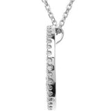 Platinum Round Natural Diamond Tiny Peace Sign Necklace - view 2