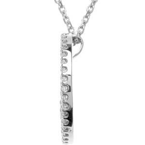 Platinum Round Natural Diamond Tiny Peace Sign Necklace - view 2