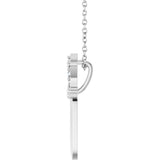 14K Gold Round Natural Diamond Accented Dagger Necklace or Pendant - White Gold - view 3