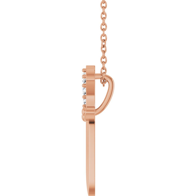 14K Gold Round Natural Diamond Accented Dagger Necklace or Pendant - Rose Gold - view 3