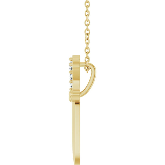 14K Gold Round Natural Diamond Accented Dagger Necklace or Pendant - Yellow Gold - view 3