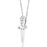 Platinum Round Natural Diamond Accented Dagger Necklace or Pendant - view 2