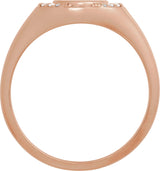 14K Gold Round Natural Diamond Engravable Accented Signet Ring – 1/10 CTW - Rose Gold - view 2