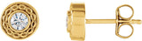 14K Gold Round Natural Diamond Bezel-Set Earrings - Yellow Gold