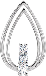 14K Gold Round Natural Diamond Freeform Pendant - White Gold
