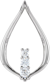 14K Gold Round Natural Diamond Three-Stone Freeform Pendant – 1/2 CTW - White Gold