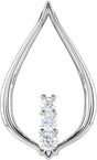 14K Gold Round Natural Diamond Three-Stone Freeform Pendant – 1/2 CTW - White Gold