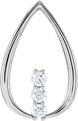 14K Gold Round Natural Diamond Three-Stone Freeform Pendant – 3/8 CTW · 3.4mm Stones - White Gold