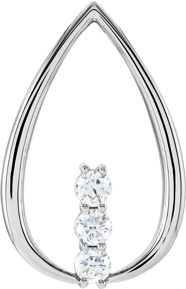 14K Gold Round Natural Diamond Three-Stone Freeform Pendant – 3/8 CTW · 3.4mm Stones - White Gold