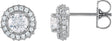 Platinum Natural Diamond Round 4-Prong Halo-Style Earrings II