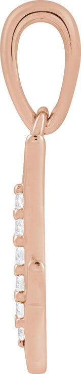 14K Gold Round Natural Diamond Accented Initial Necklace or Pendant - Rose Gold - view 2
