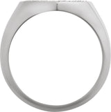 14K Gold Round Natural Diamond Pavé-Style Heart Signet Ring - White Gold - view 2