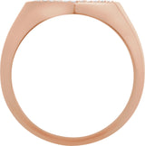 14K Gold Round Natural Diamond Pavé-Style Heart Signet Ring - Rose Gold - view 2