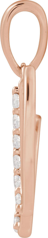 14K Gold Round Natural Diamond Accented Initial Necklace or Pendant - Rose Gold - view 2
