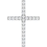 14K Gold Round Natural Diamond Petite Cross Necklace or Pendant - White Gold