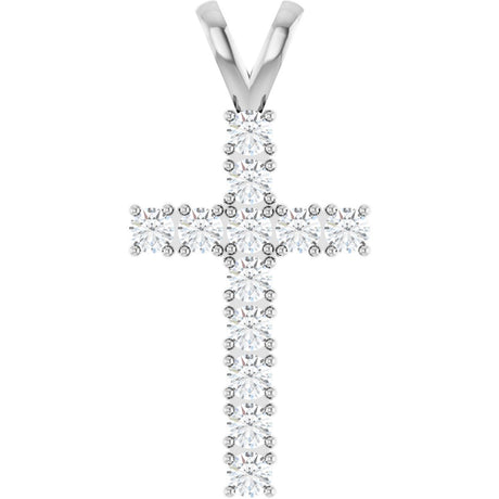 Platinum Round Natural Diamond Accented Cross Pendant – up to 3/4 CTW