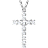 14K Gold Round Natural Diamond Accented Cross Pendant – up to 3/4 CTW - White Gold